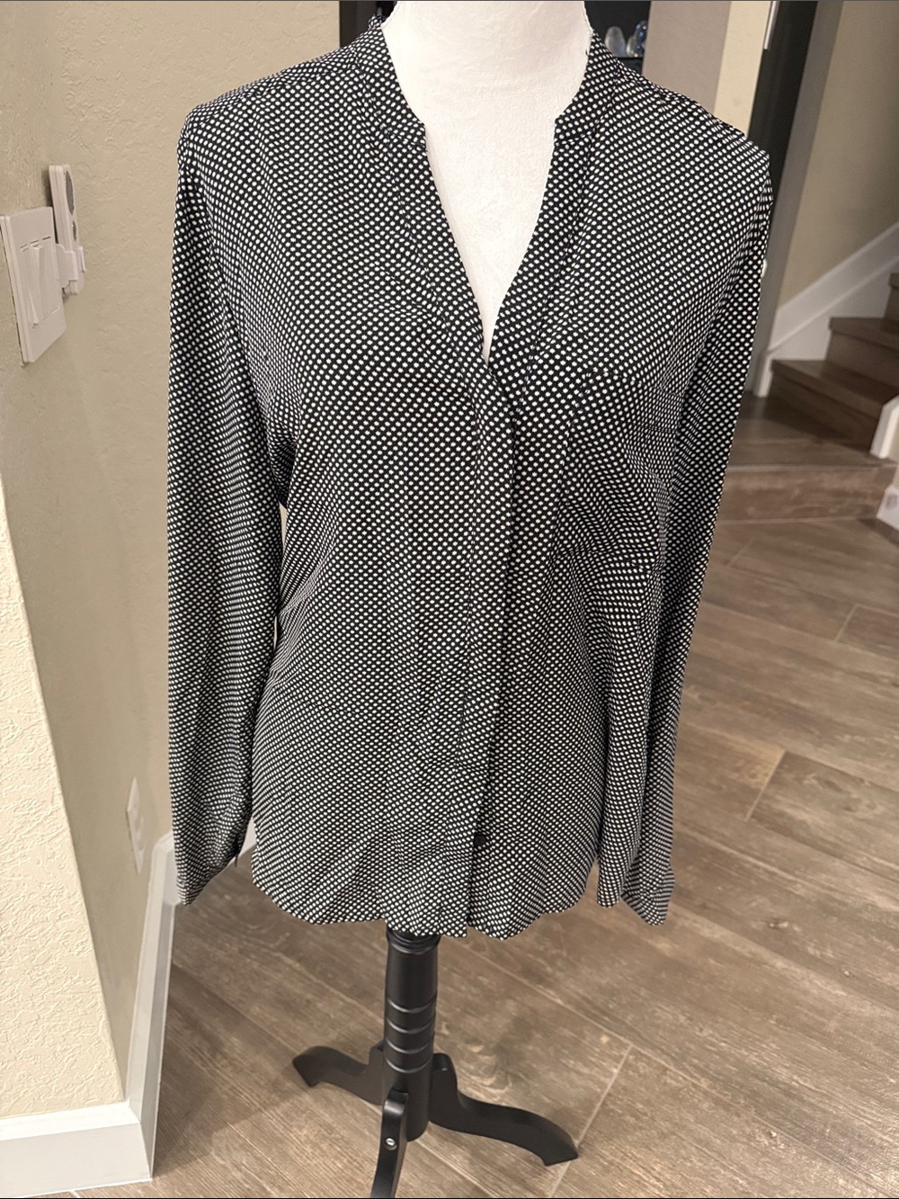 Kenar Black with White Polka Dot Women's Blouse